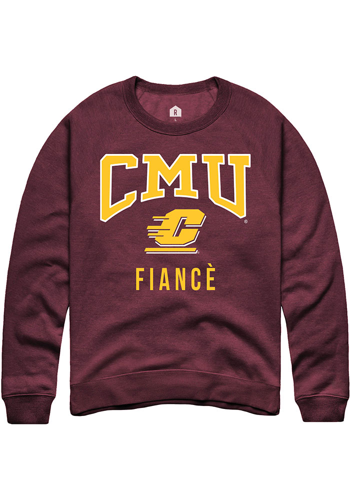 Central Michigan Chippewas Mens Maroon Fiancé Long Sleeve Crew Sweatshirt