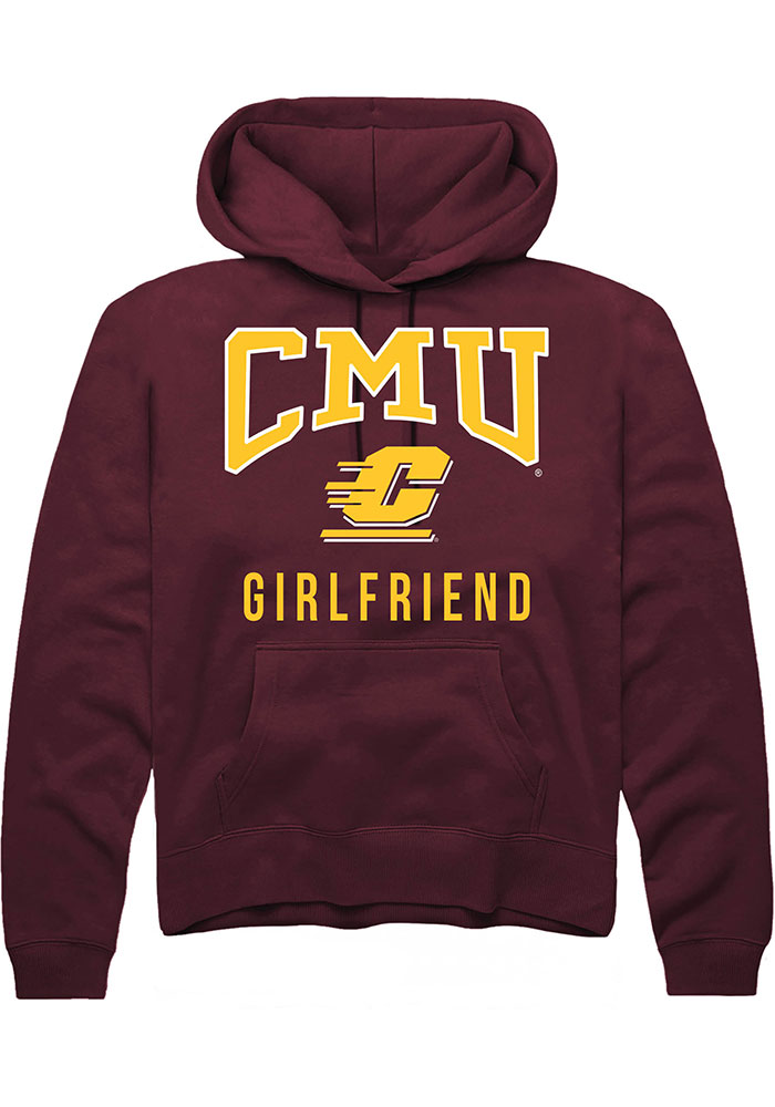 Central Michigan Chippewas Mens Maroon Girlfriend Long Sleeve Hoodie