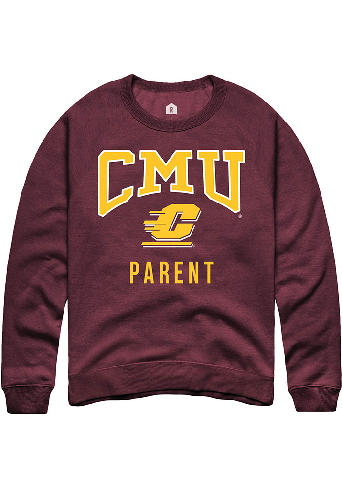 Central Michigan Chippewas Mens Maroon Parent Long Sleeve Crew Sweatshirt