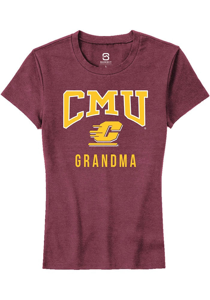 Central Michigan Chippewas Womens Maroon Grandma Short Sleeve T-Shirt