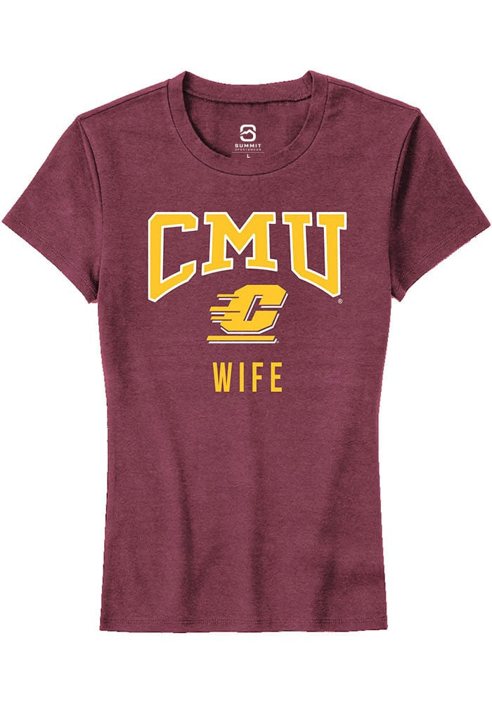 Central Michigan Chippewas Womens Maroon Wife Short Sleeve T-Shirt