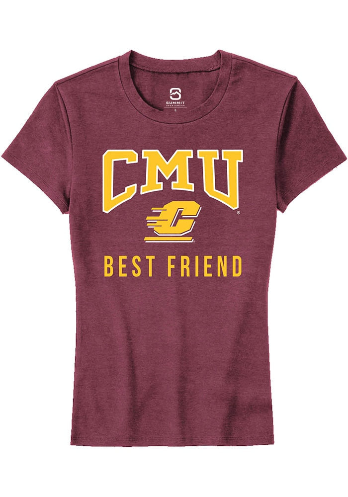 Central Michigan Chippewas Womens Maroon Best Friend Short Sleeve T-Shirt