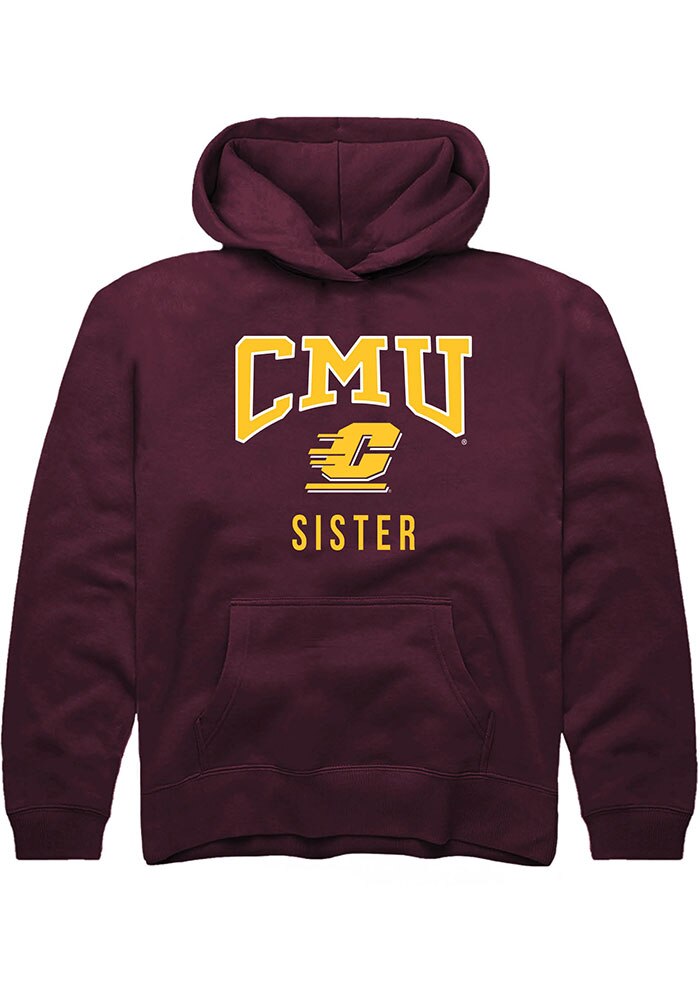Central Michigan Chippewas Youth Maroon Sister Long Sleeve Hoodie