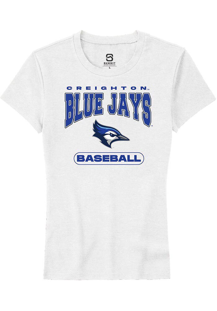 Creighton Bluejays Womens White Baseball Short Sleeve T-Shirt