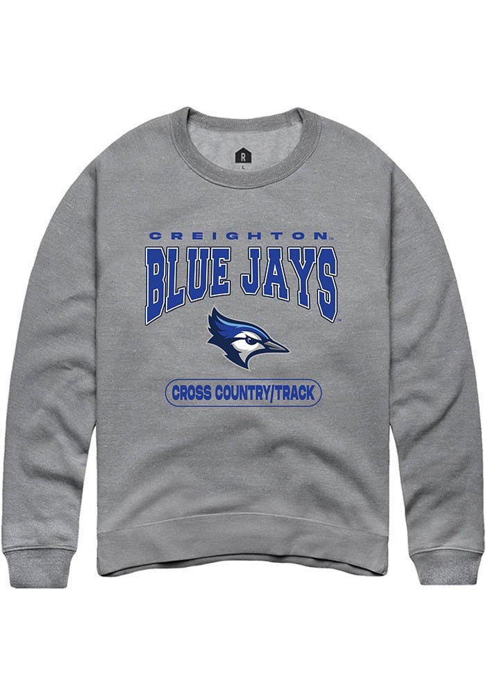 Creighton Bluejays Mens Grey Cross Country/Track Long Sleeve Crew Sweatshirt
