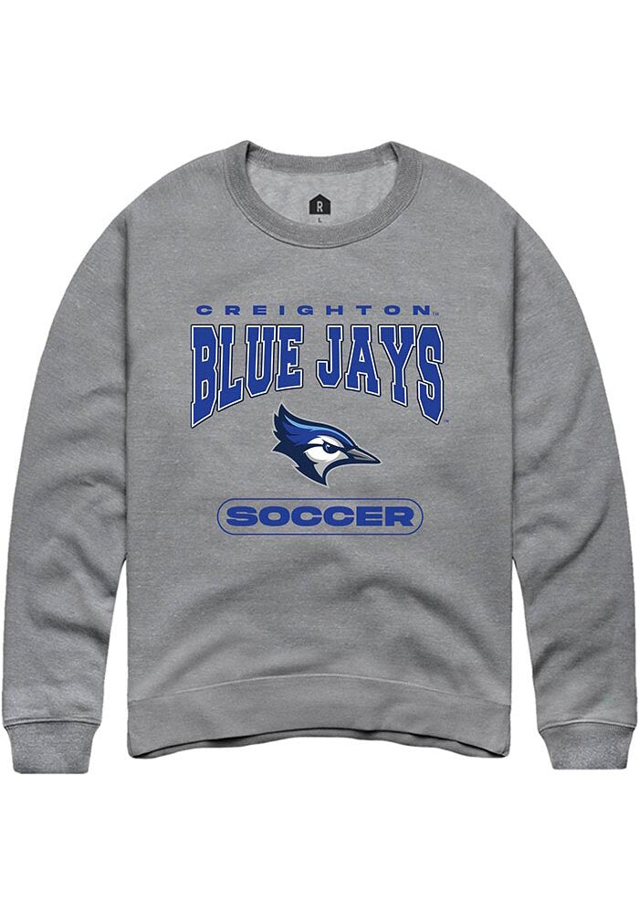 Creighton Bluejays Mens Grey Soccer Long Sleeve Crew Sweatshirt