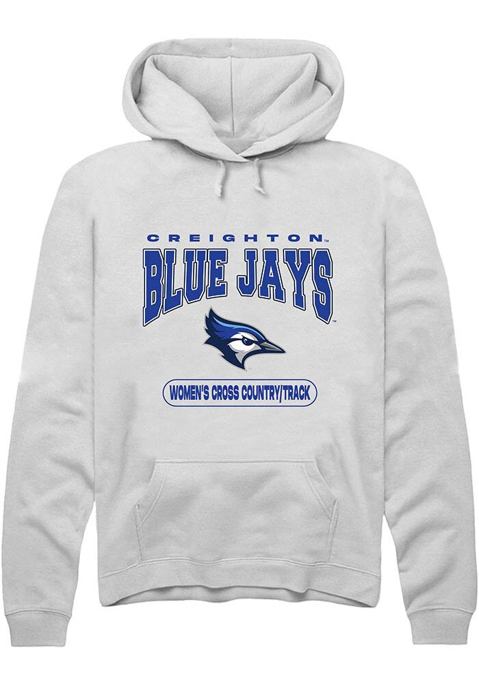 Creighton Bluejays Mens White Women's Cross Country/Track Long Sleeve Hoodie