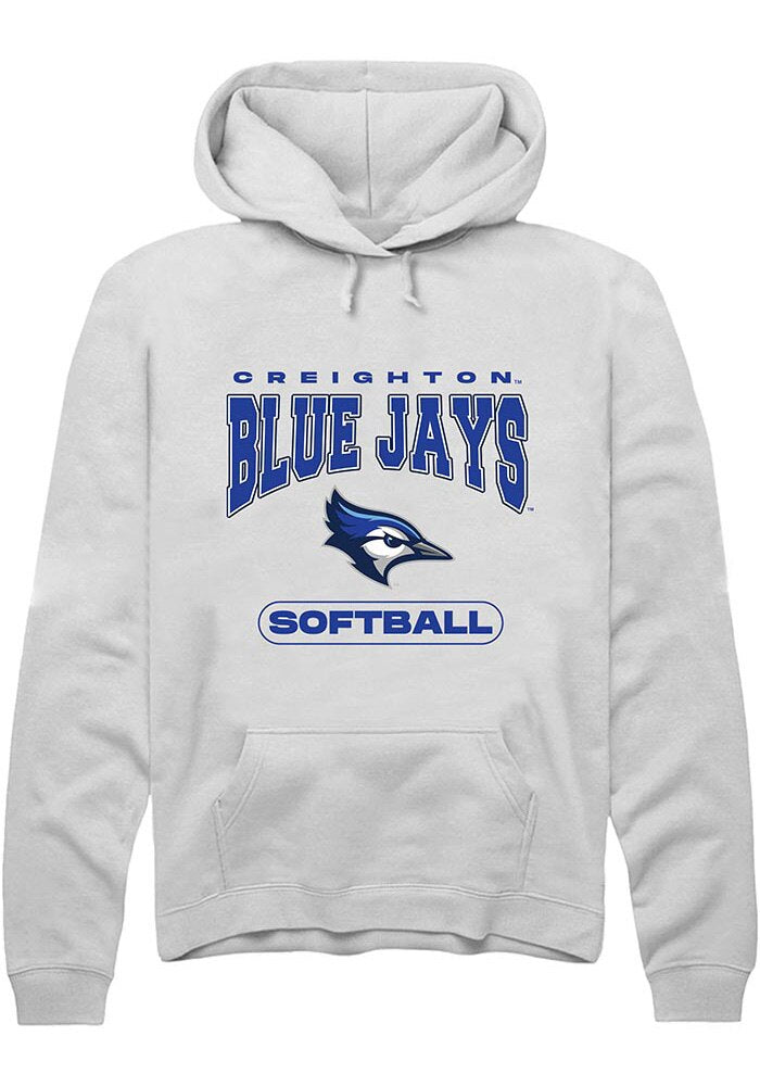 Creighton Bluejays Mens White Softball Long Sleeve Hoodie