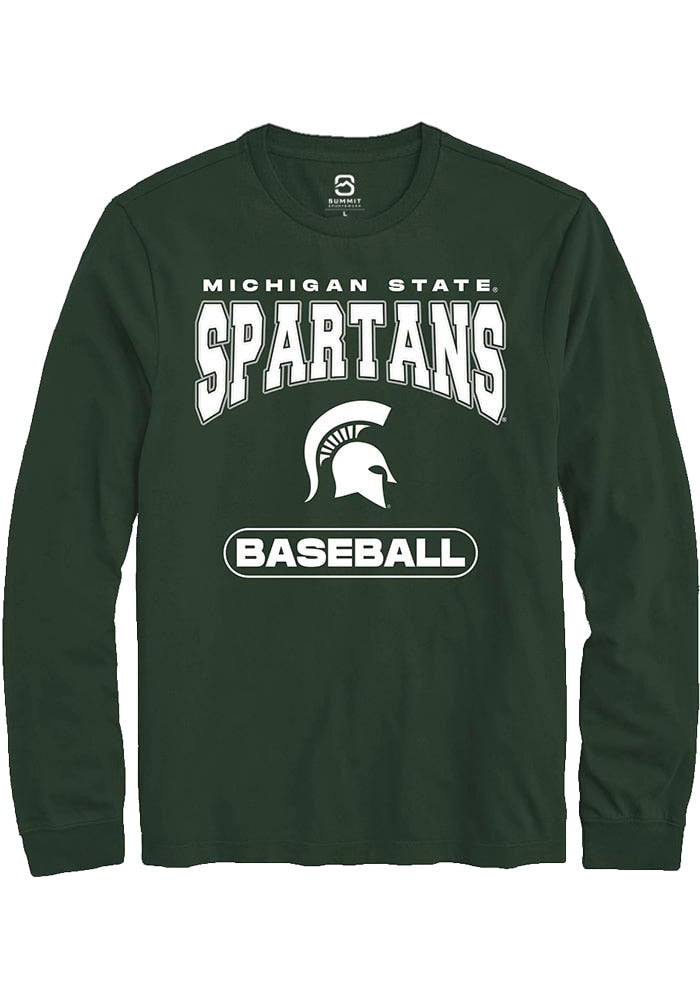 Michigan State Spartans Green Baseball Long Sleeve T-Shirt