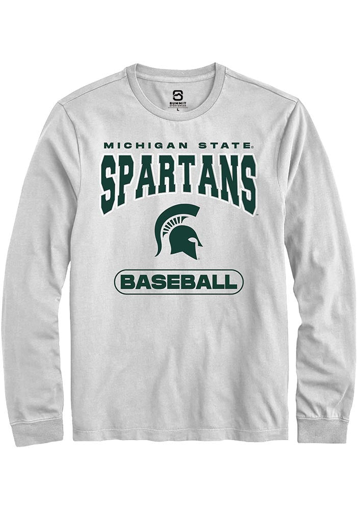 Michigan State Spartans White Baseball Long Sleeve T-Shirt