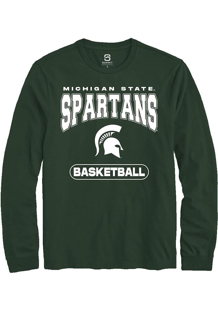 Michigan State Spartans Green Basketball Long Sleeve T-Shirt