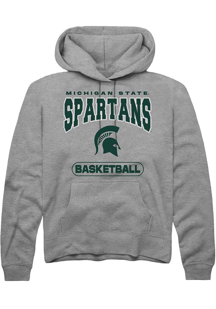 Michigan State Spartans Mens Grey Basketball Long Sleeve Hoodie