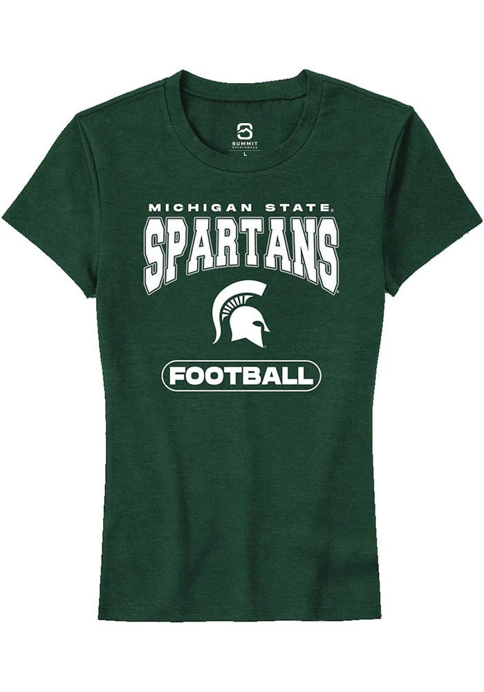 Michigan State Spartans Womens Green Football Short Sleeve T-Shirt