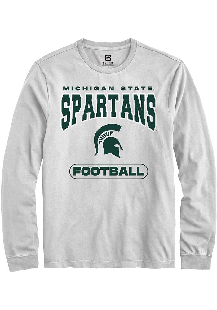 Michigan State Spartans White Football Design Long Sleeve T-Shirt