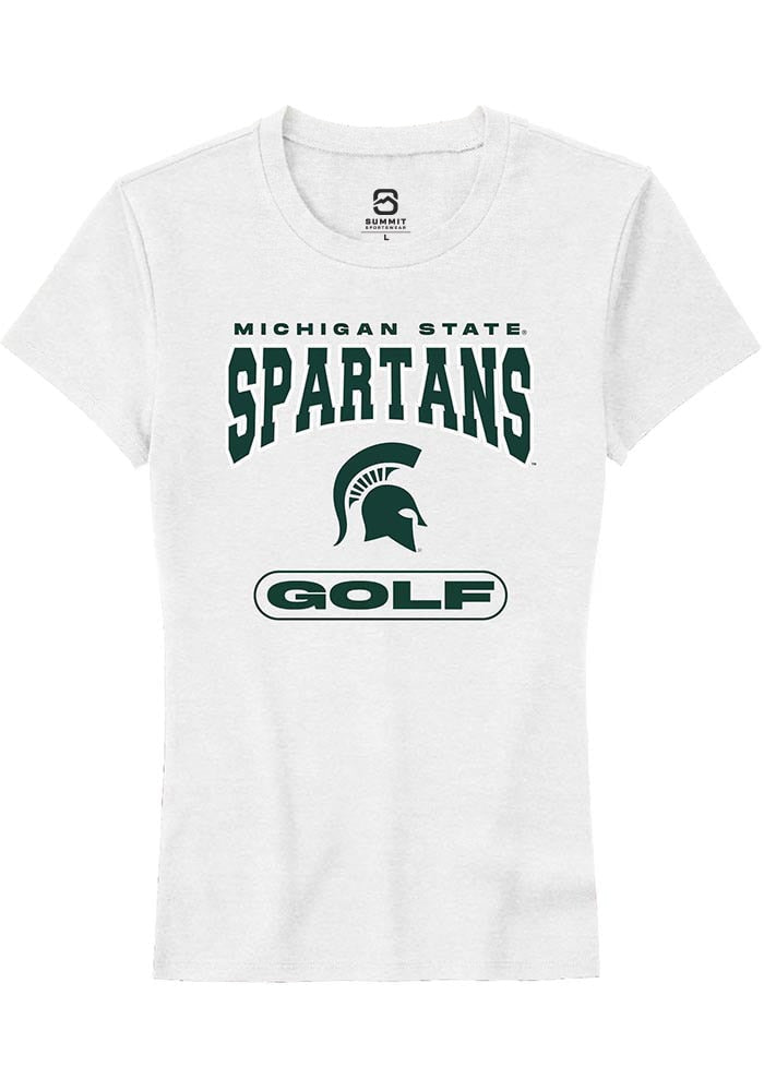 Michigan State Spartans Womens White Golf Short Sleeve T-Shirt