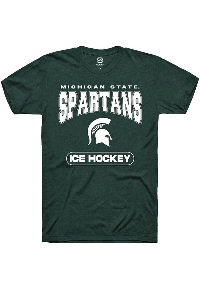 Michigan State Spartans Green Ice Hockey Short Sleeve T-Shirt