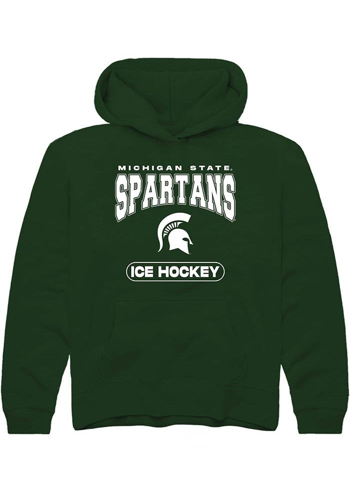 Michigan State Spartans Youth Green Ice Hockey Long Sleeve Hoodie