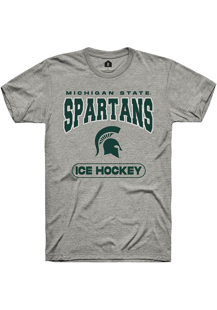 Michigan State Spartans Grey Ice Hockey Short Sleeve T-Shirt