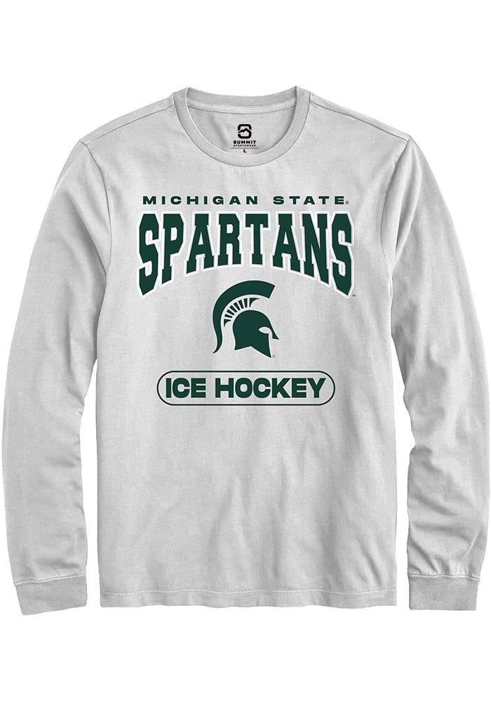 Michigan State Spartans White Ice Hockey Long Sleeve T-Shirt