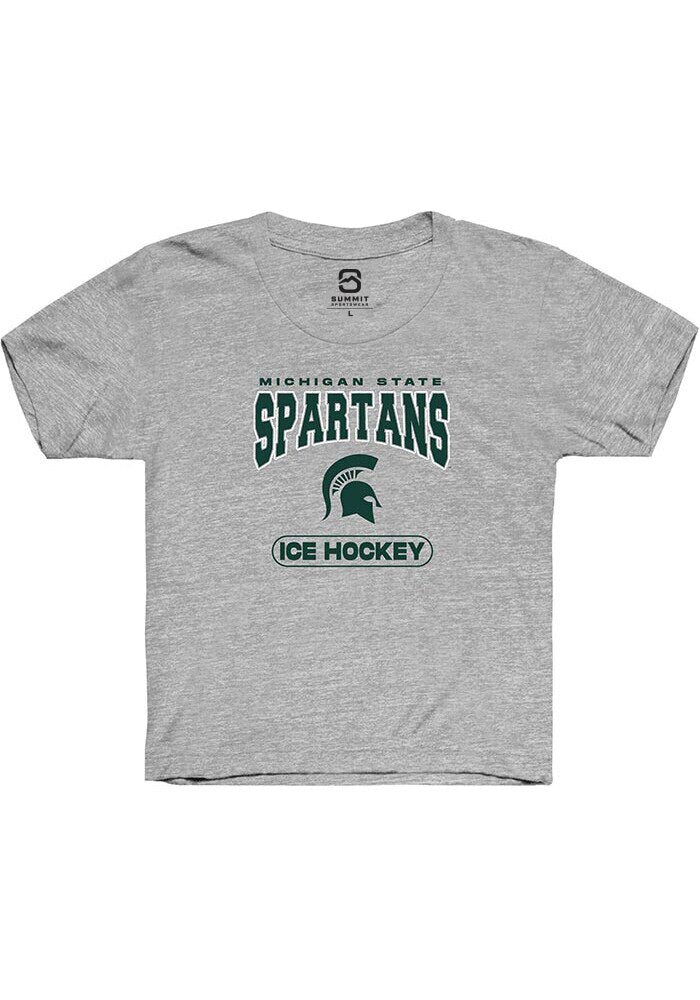 Michigan State Spartans Youth Grey Ice Hockey Short Sleeve T-Shirt