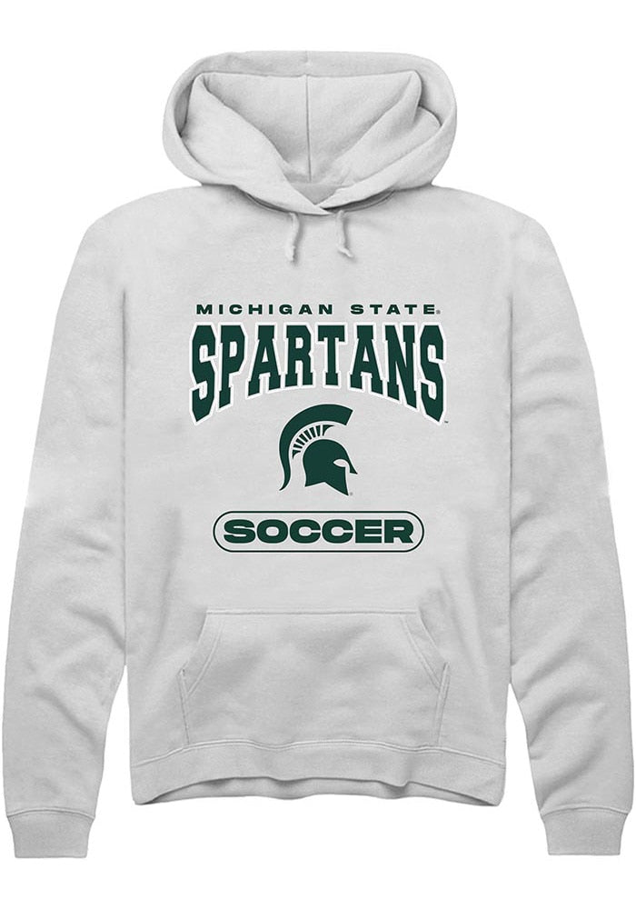 Michigan State Spartans Mens White Soccer Long Sleeve Hoodie
