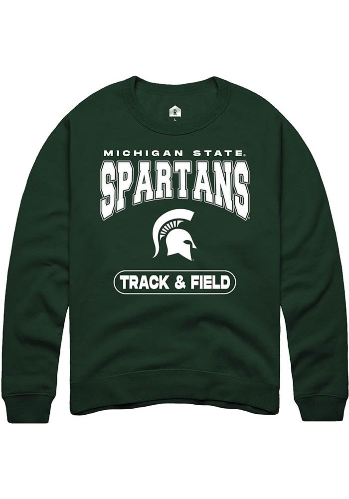 Michigan State Spartans Mens Green Track & Field Long Sleeve Crew Sweatshirt