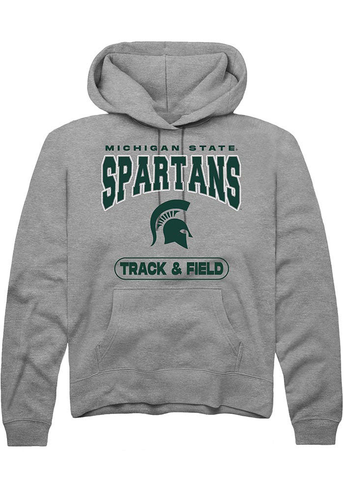Michigan State Spartans Mens Grey Track & Field Long Sleeve Hoodie