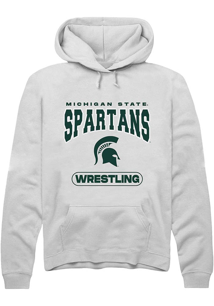 Michigan State Spartans Mens White Wrestling Long Sleeve Hoodie