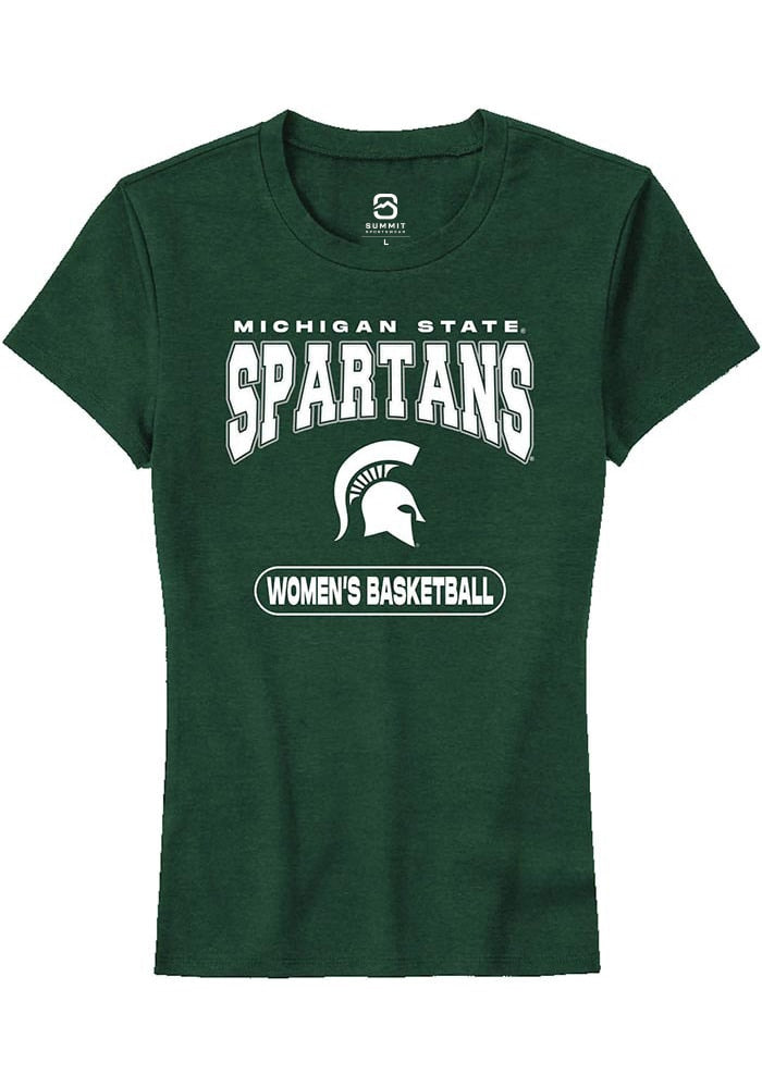 Michigan State Spartans Womens Green Women's Basketball Short Sleeve T-Shirt