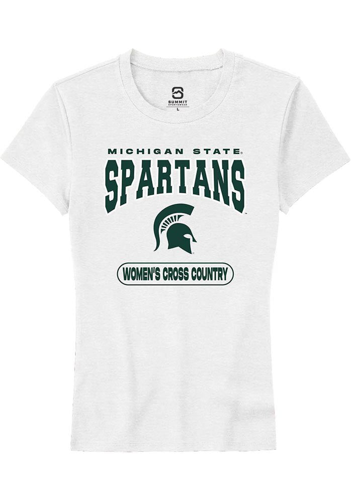 Michigan State Spartans Womens White Women's Cross Country Short Sleeve T-Shirt