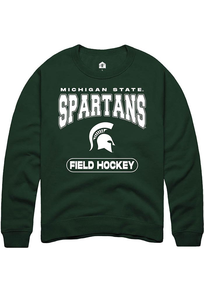 Michigan State Spartans Mens Green Field Hockey Long Sleeve Crew Sweatshirt