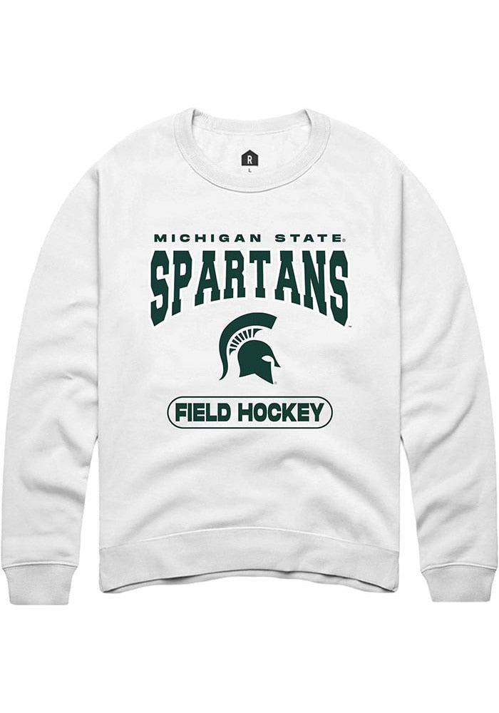 Michigan State Spartans Mens White Field Hockey Long Sleeve Crew Sweatshirt
