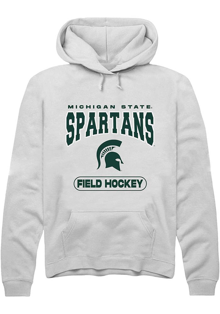 Michigan State Spartans Mens White Field Hockey Long Sleeve Hoodie