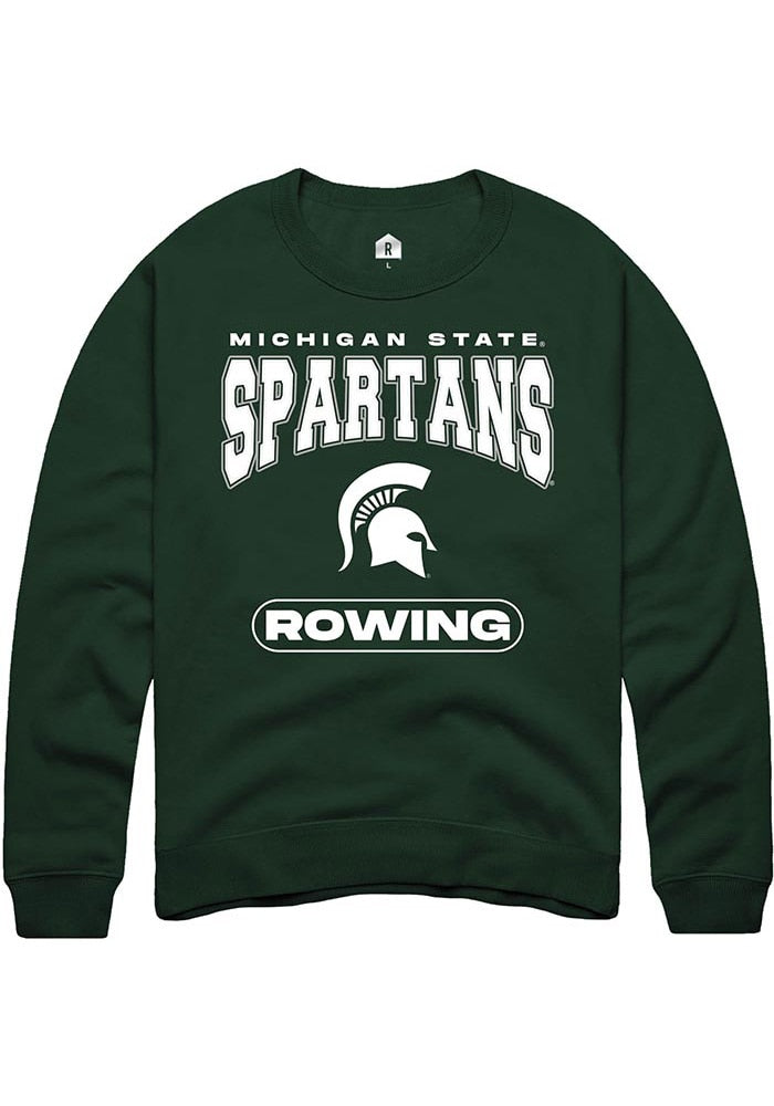 Michigan State Spartans Mens Green Rowing Long Sleeve Crew Sweatshirt