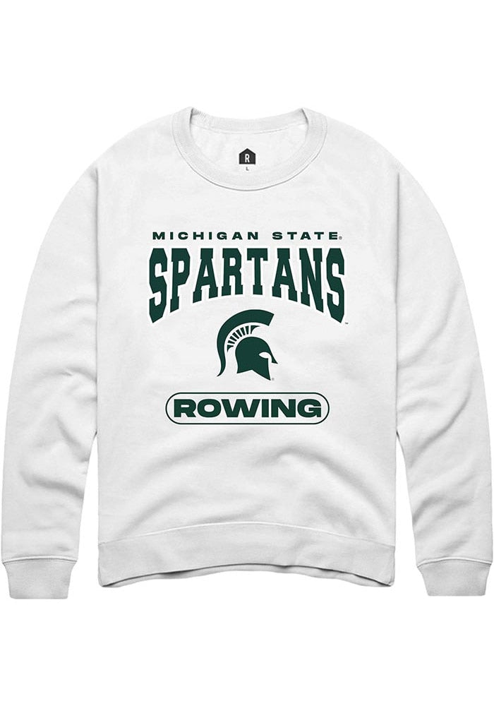 Michigan State Spartans Mens White Rowing Long Sleeve Crew Sweatshirt