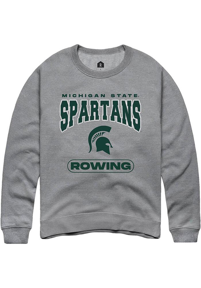 Michigan State Spartans Mens Grey Rowing Long Sleeve Crew Sweatshirt
