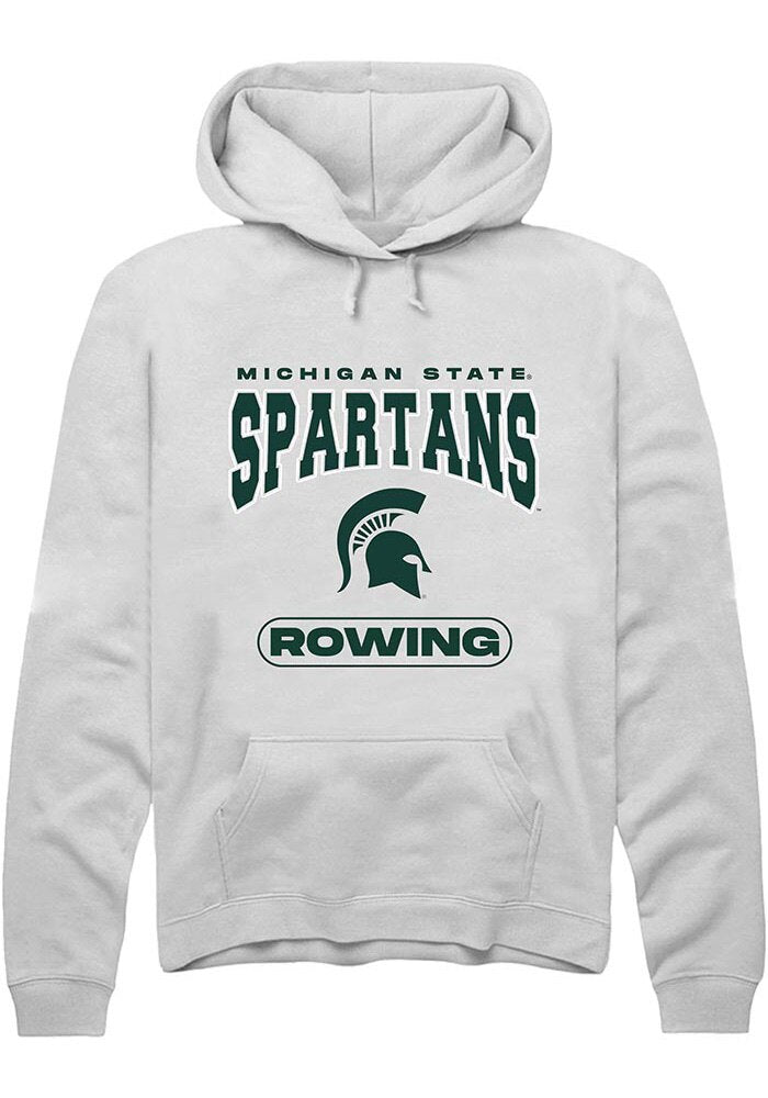 Michigan State Spartans Mens White Rowing Long Sleeve Hoodie