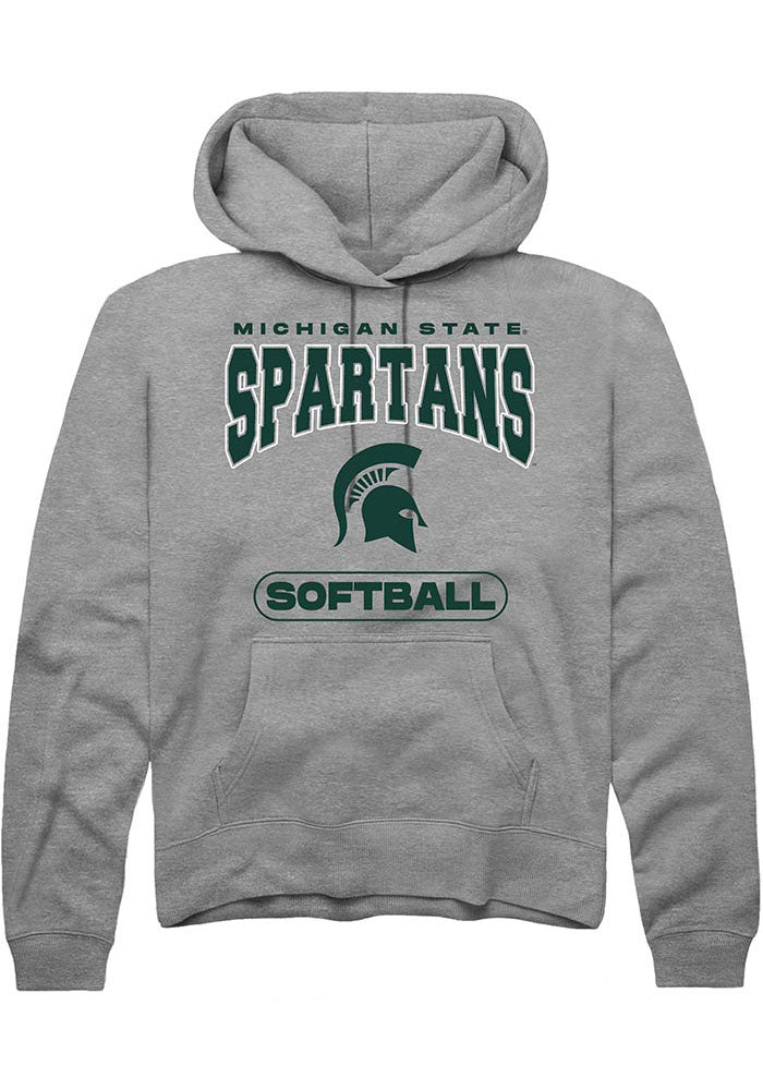 Michigan State Spartans Mens Grey Softball Long Sleeve Hoodie