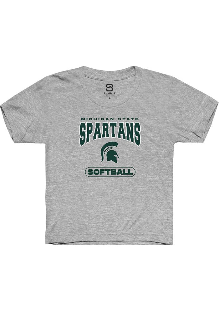 Michigan State Spartans Youth Grey Softball Short Sleeve T-Shirt