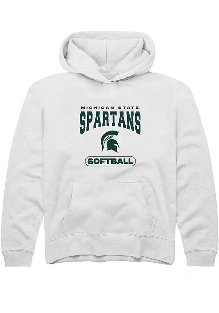 Michigan State Spartans Youth White Softball Long Sleeve Hoodie