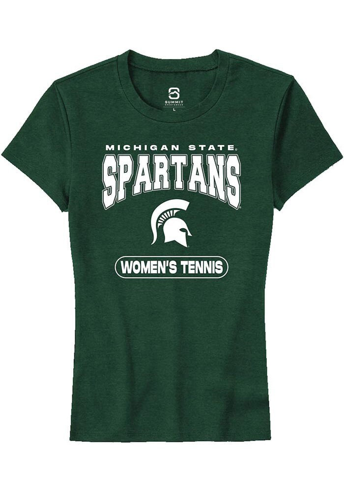 Michigan State Spartans Womens Green Women's Tennis Short Sleeve T-Shirt