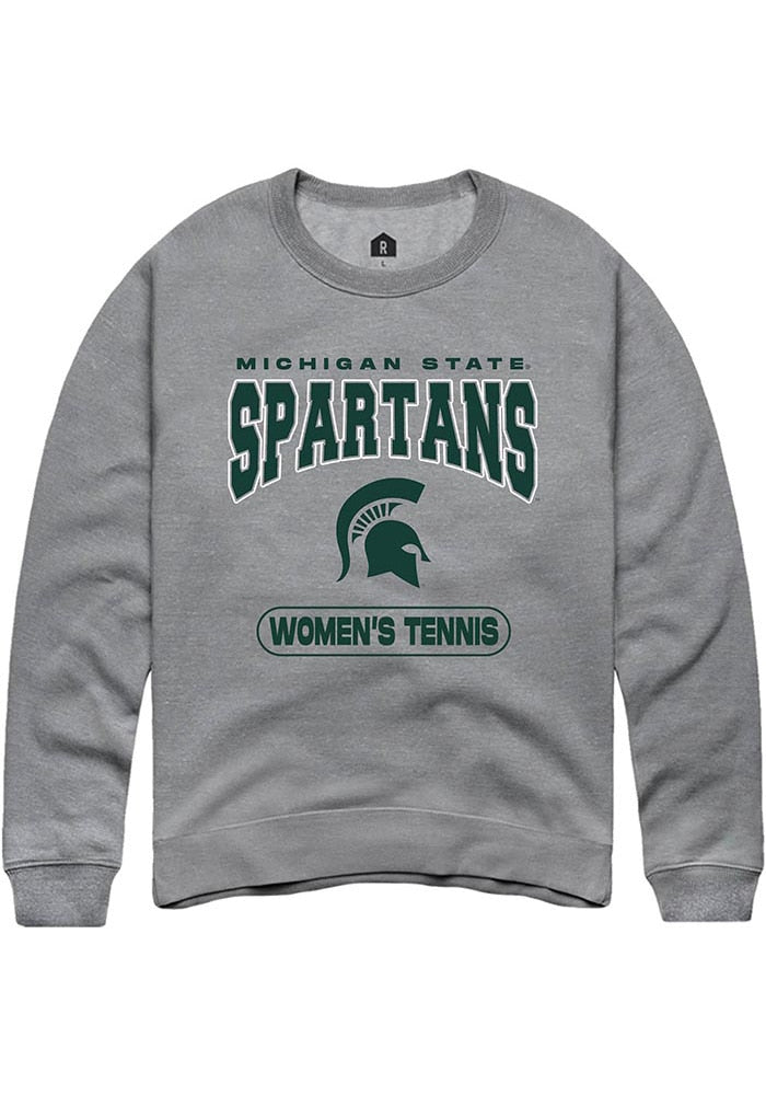Michigan State Spartans Mens Grey Women's Tennis Long Sleeve Crew Sweatshirt