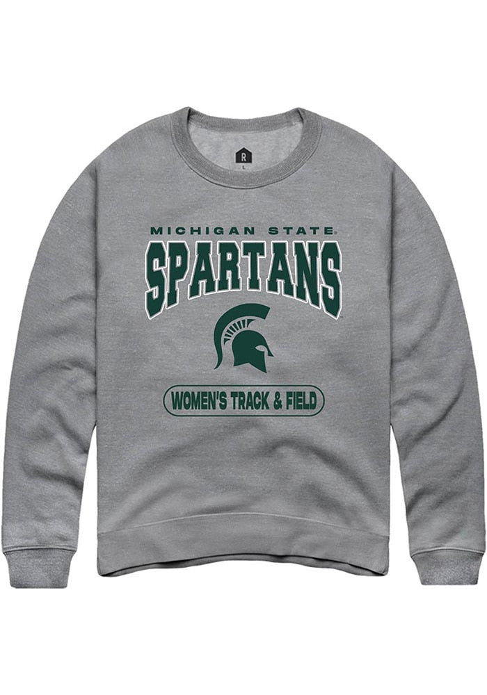 Michigan State Spartans Mens Grey Women's Track & Field Long Sleeve Crew Sweatshirt