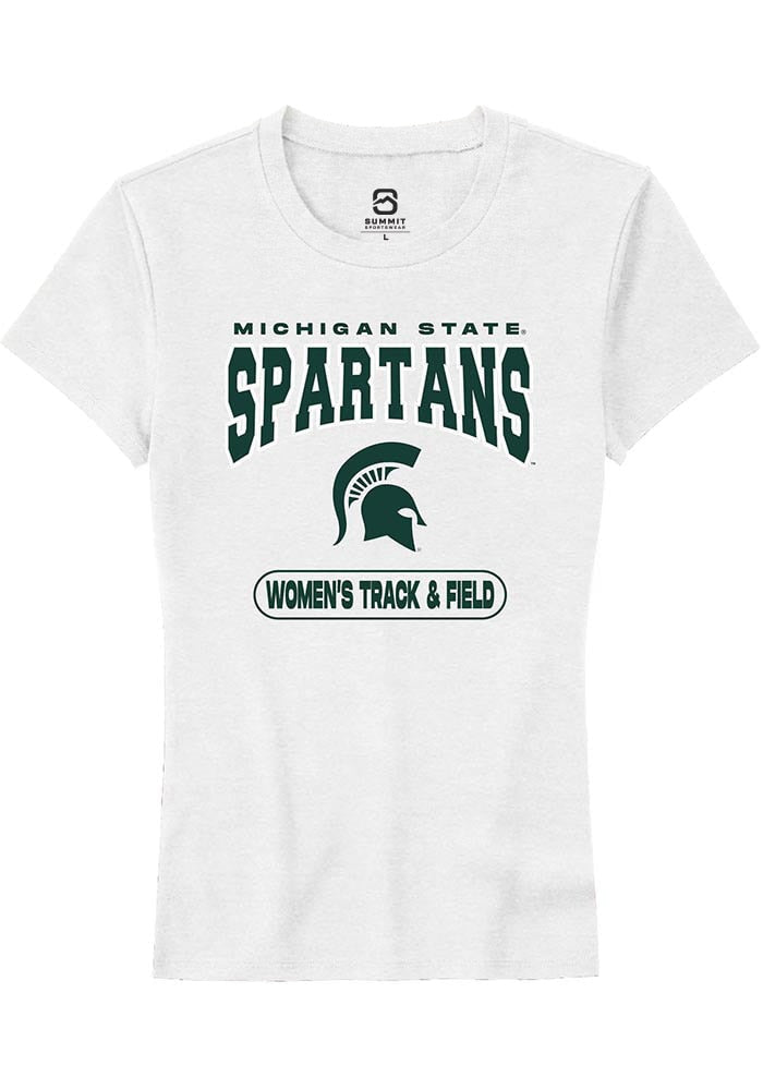 Michigan State Spartans Womens White Women's Track & Field Short Sleeve T-Shirt