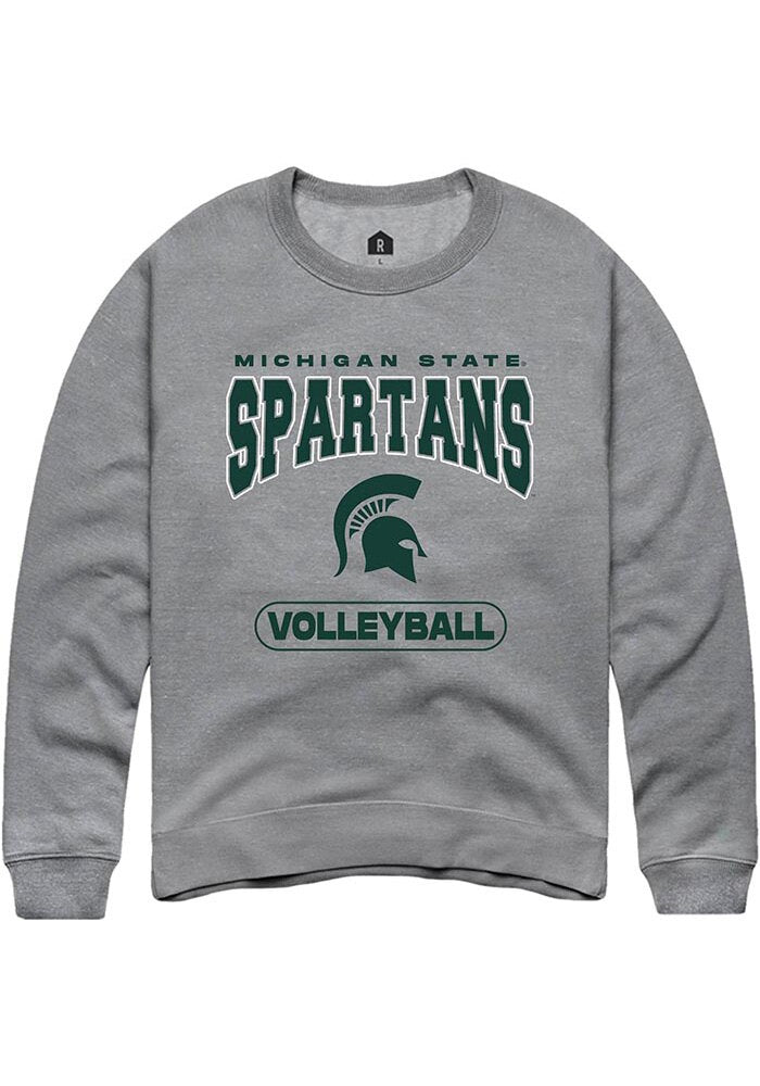 Michigan State Spartans Mens Grey Volleyball Long Sleeve Crew Sweatshirt