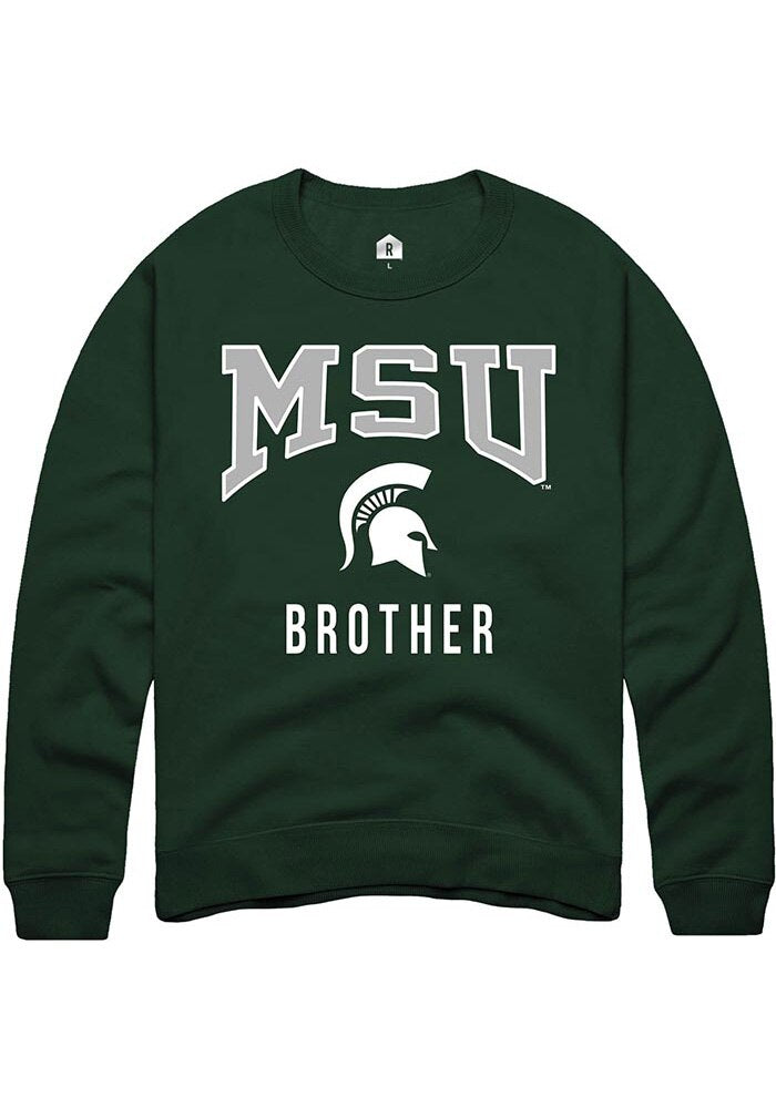 Michigan State Spartans Mens Green Brother Long Sleeve Crew Sweatshirt