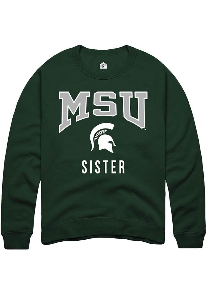 Michigan State Spartans Mens Green Sister Long Sleeve Crew Sweatshirt