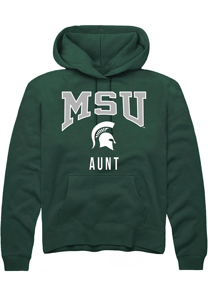 Michigan State Spartans Mens Green Aunt Long Sleeve Hoodie