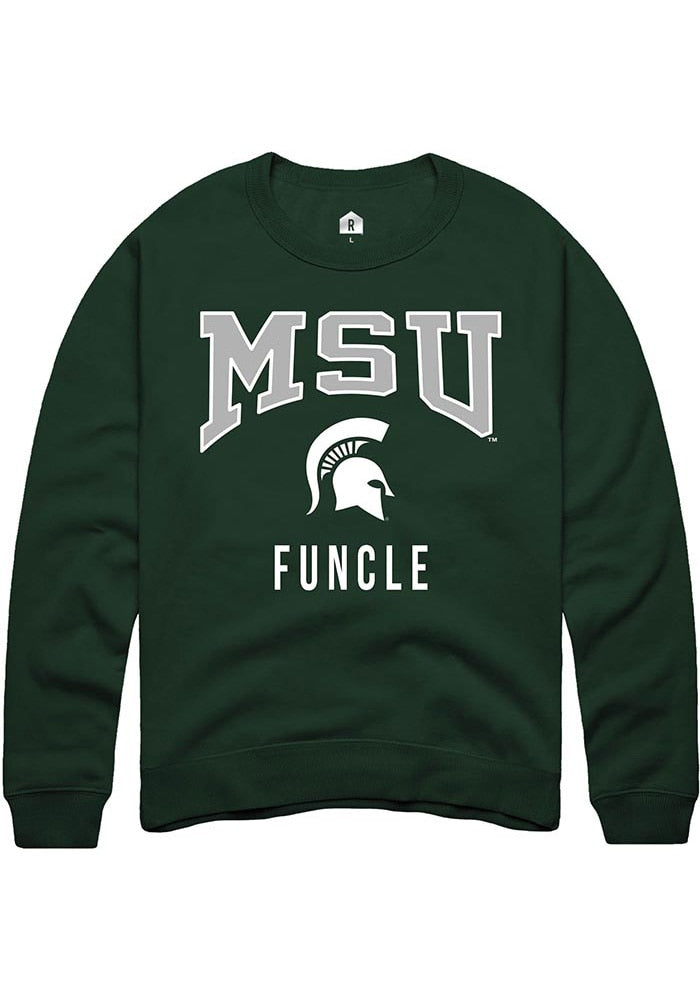 Michigan State Spartans Mens Green Funcle Long Sleeve Crew Sweatshirt