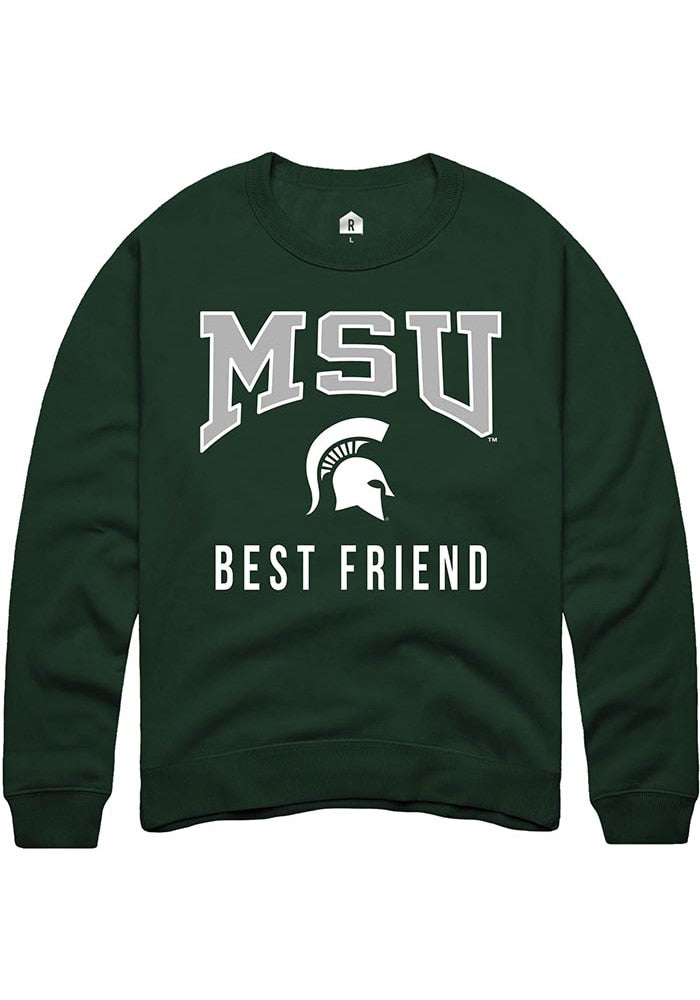 Michigan State Spartans Mens Green Best Friend Long Sleeve Crew Sweatshirt
